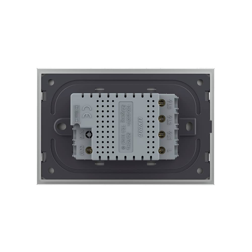 Intrerupator triplu cap scara / cruce cu touch Livolo din sticla, standard italian - Serie noua — imaginea 4