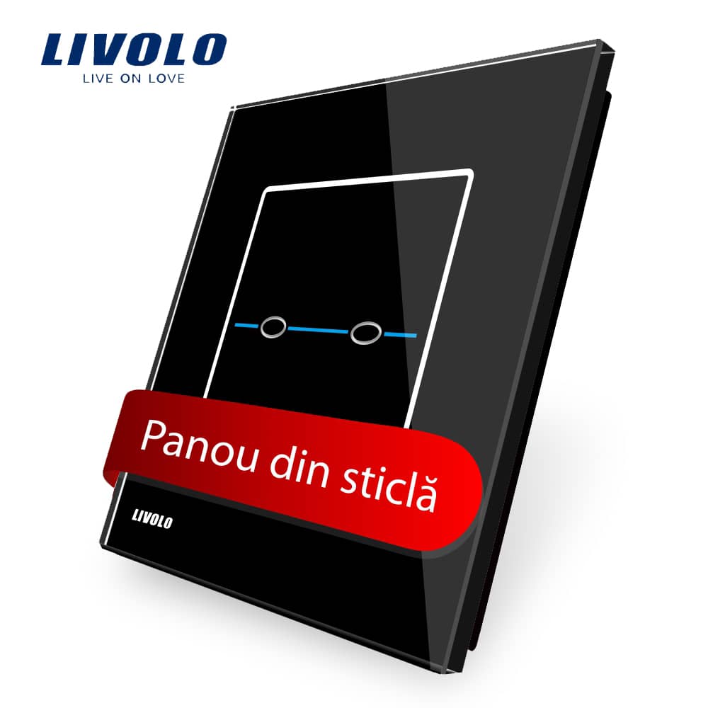 Panou intrerupator dublu cu touch Livolo din sticla - Seria R — imaginea 1