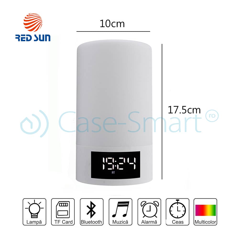 Boxa Red Sun M6 cu ceas, alarma si Bluetooth — imaginea 2