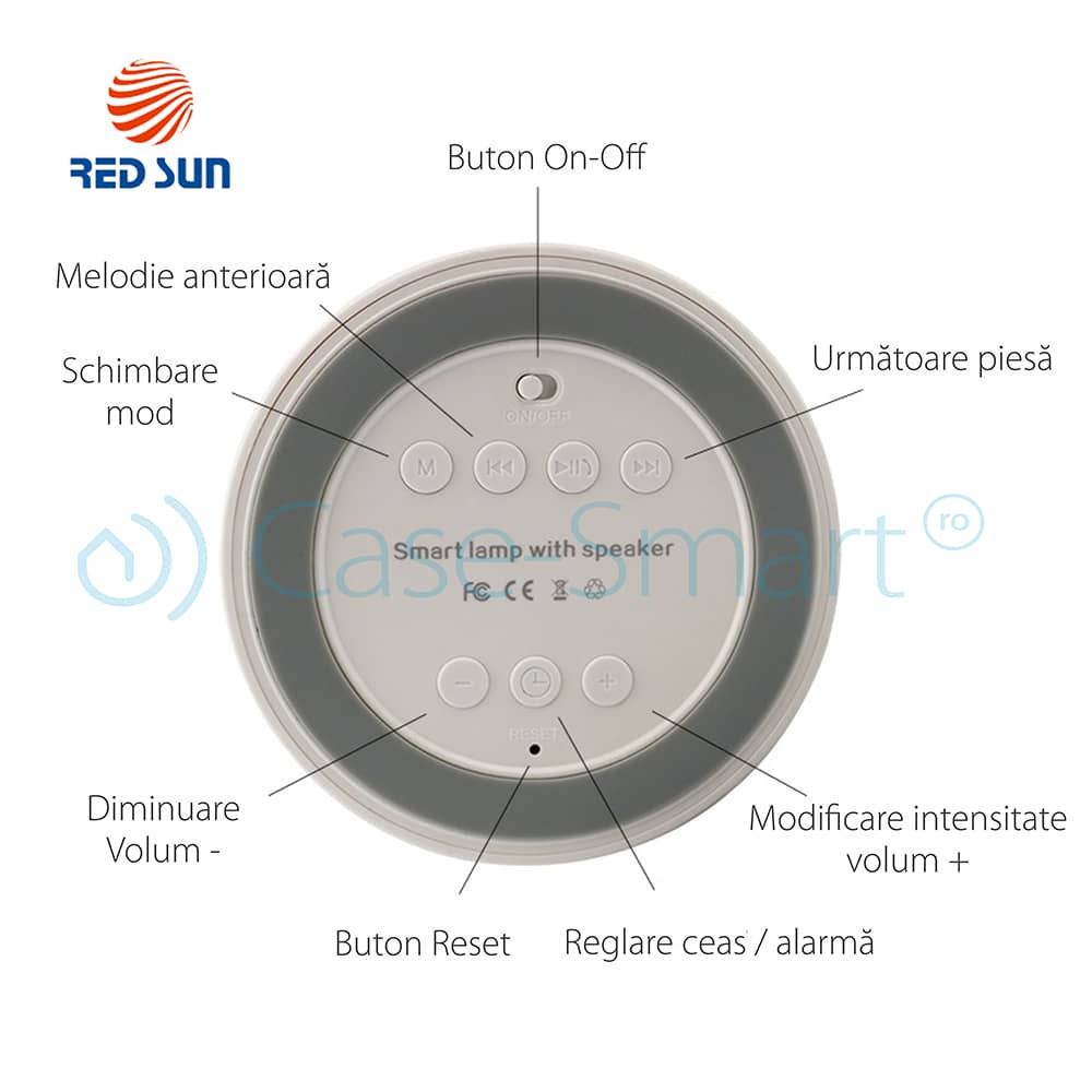 Boxa Red Sun M6 cu ceas, alarma si Bluetooth — imaginea 3