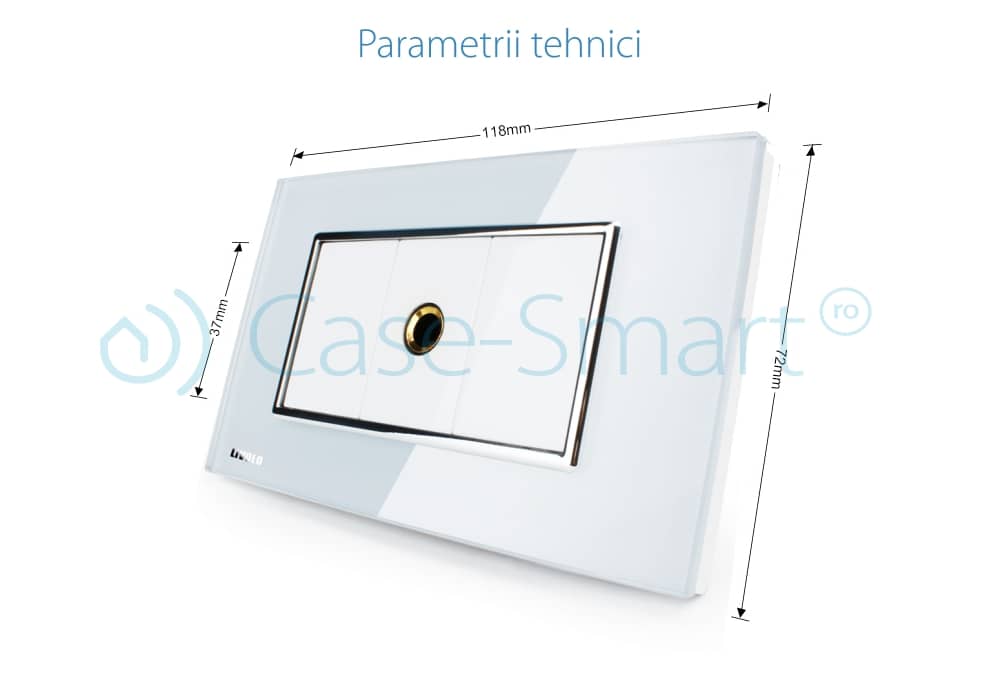 Priza cu mufa pentru microfon Livolo cu rama din sticla - standard italian — imaginea 3