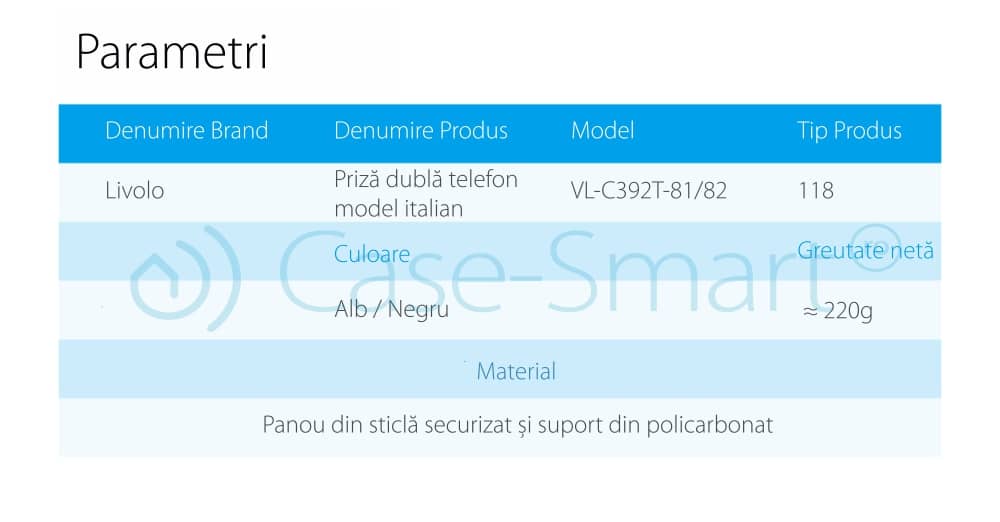 Priza dubla Telefon Livolo cu rama din sticla - standard italian — imaginea 3