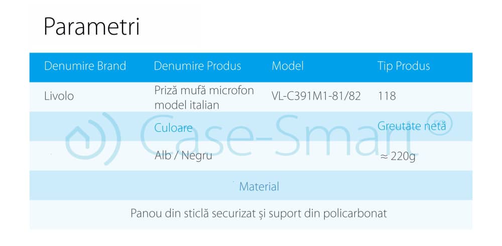 Priza cu mufa pentru microfon Livolo cu rama din sticla - standard italian — imaginea 5
