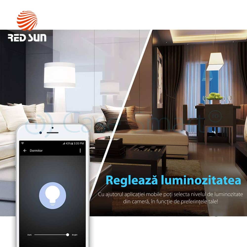 Bec inteligent LED multicolor RGB variator wifi rotund Red Sun, control de pe aplicatie mobila - RS-SW-LB-A21 — imaginea 4