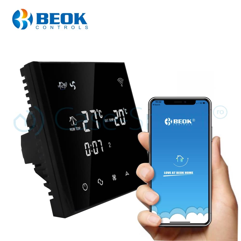 Termostat cu fir pentru aer conditionat BeOk TGT70WIFI-AC2, Aplicatia mobila Smart Life, Compatibil cu sisteme HVAC — imaginea 4