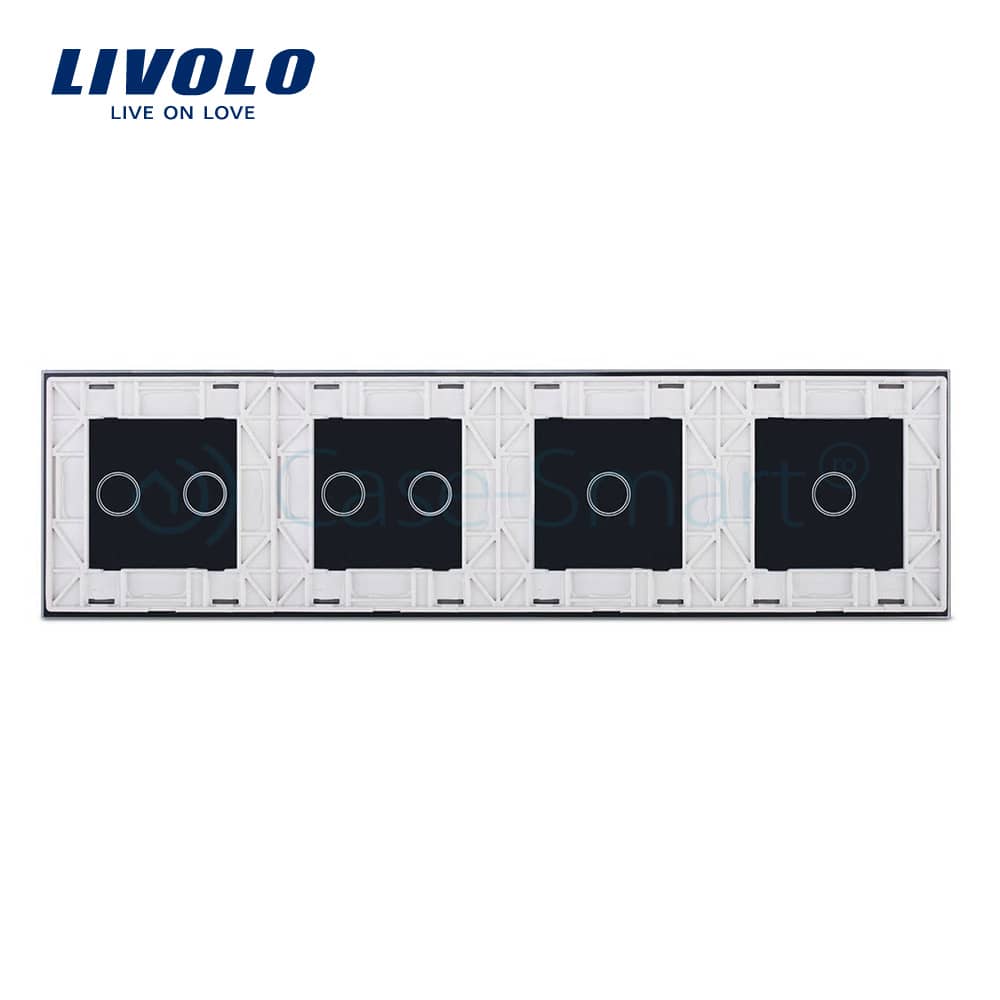 Panou intrerupator simplu+simplu+dublu+dublu cu touch LIVOLO din sticla — imaginea 2