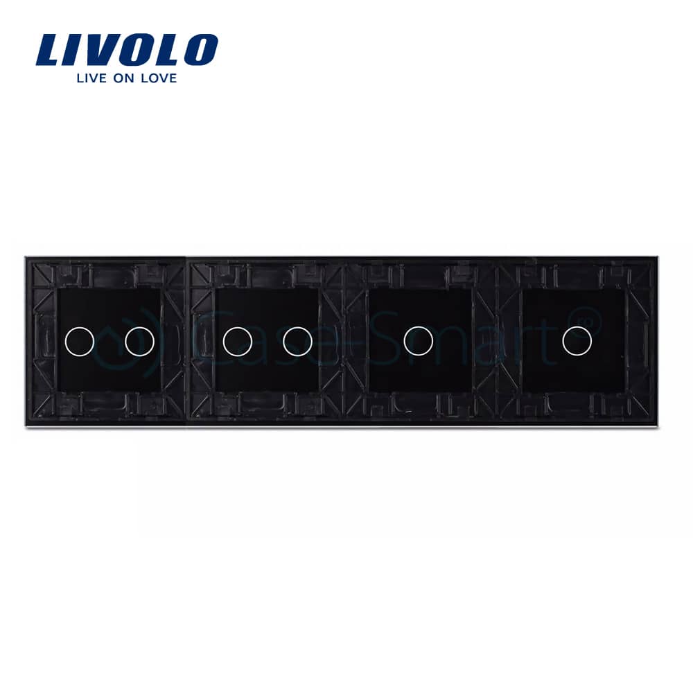 Panou intrerupator simplu+simplu+dublu+dublu cu touch LIVOLO din sticla — imaginea 2