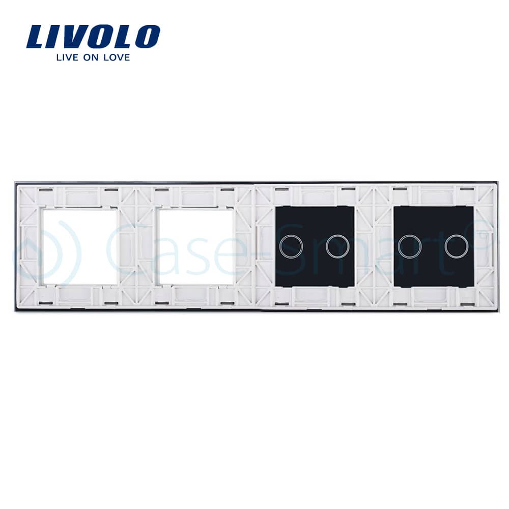 Panou 2 intrerupatoare duble cu touch si 2 prize LIVOLO din sticla — imaginea 2