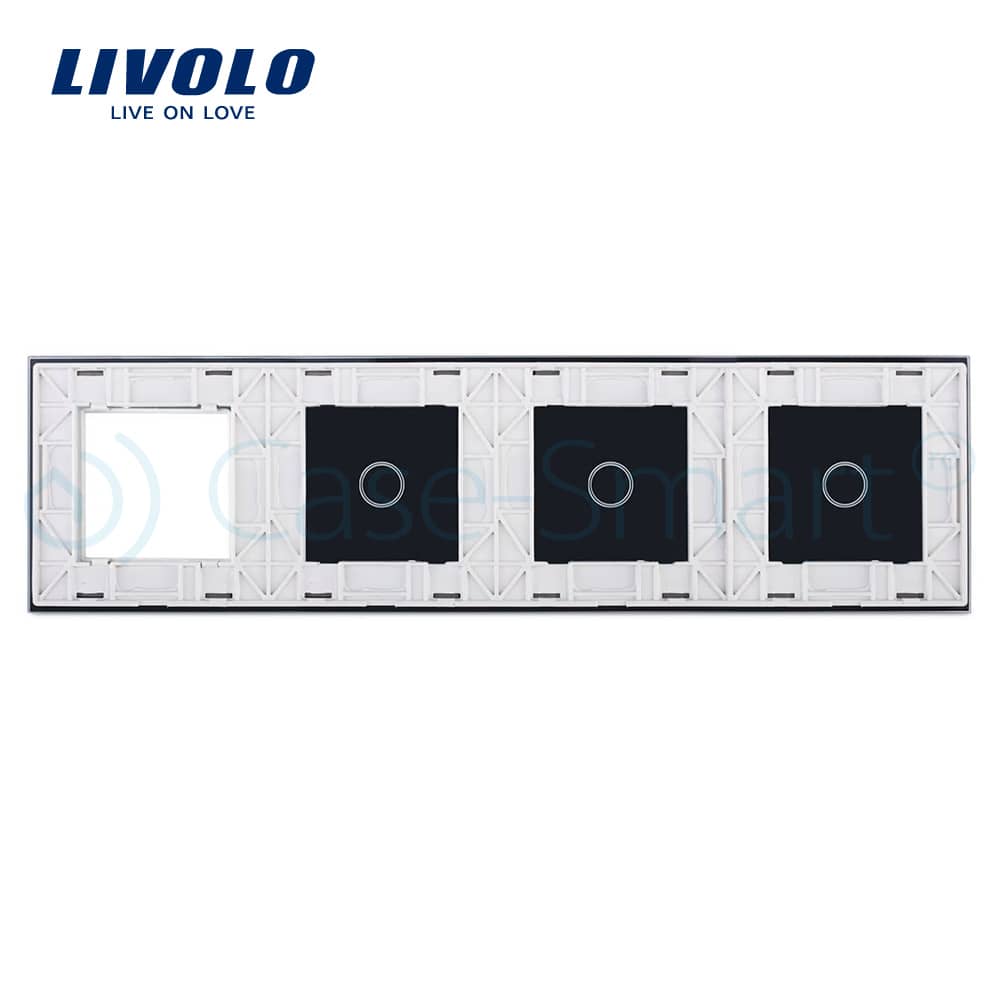 Panou intrerupator simplu+simplu+simplu cu touch + priza LIVOLO din sticla — imaginea 2