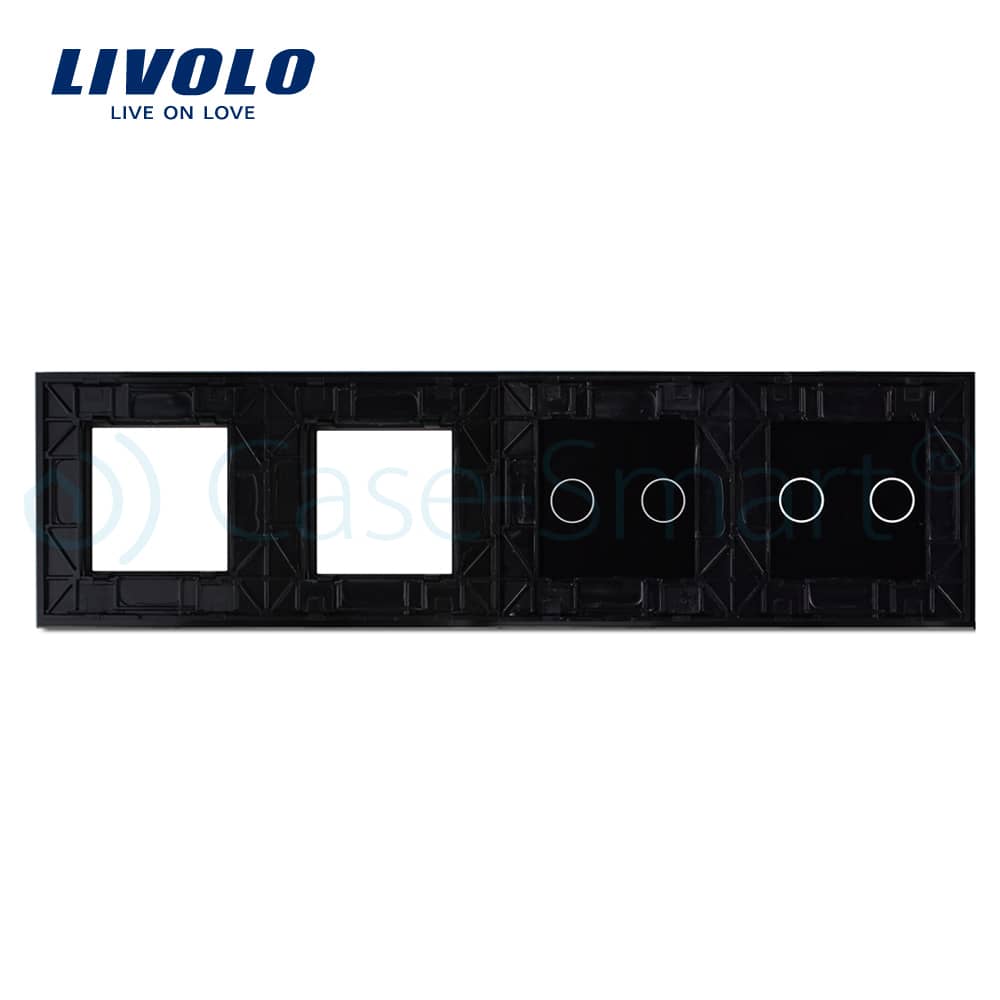 Panou 2 intrerupatoare duble cu touch si 2 prize LIVOLO din sticla — imaginea 2