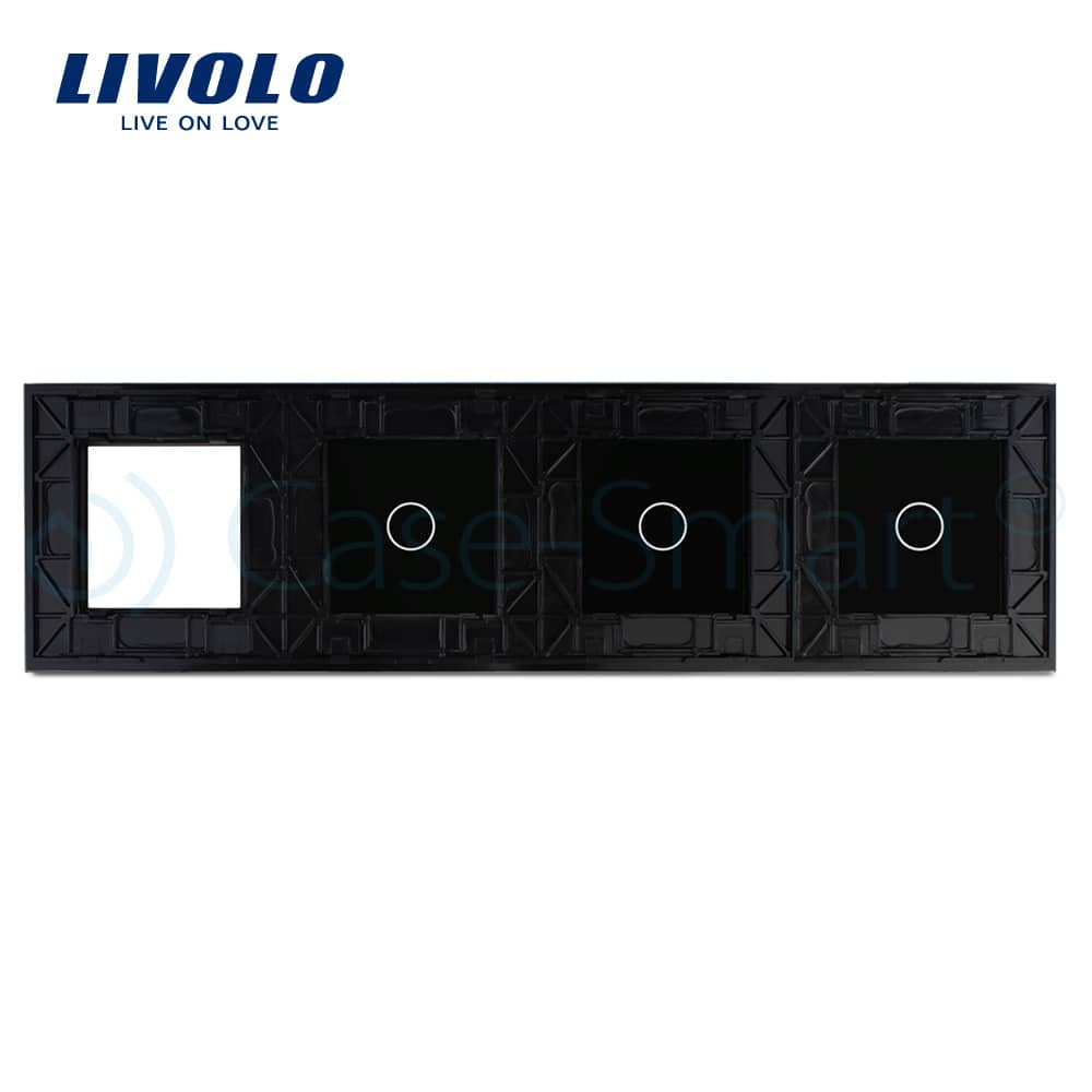 Panou intrerupator simplu+simplu+simplu cu touch + priza LIVOLO din sticla — imaginea 2