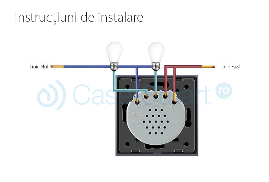 Modul intrerupator cu revenire (reset) dublu cu touch LIVOLO — imaginea 2