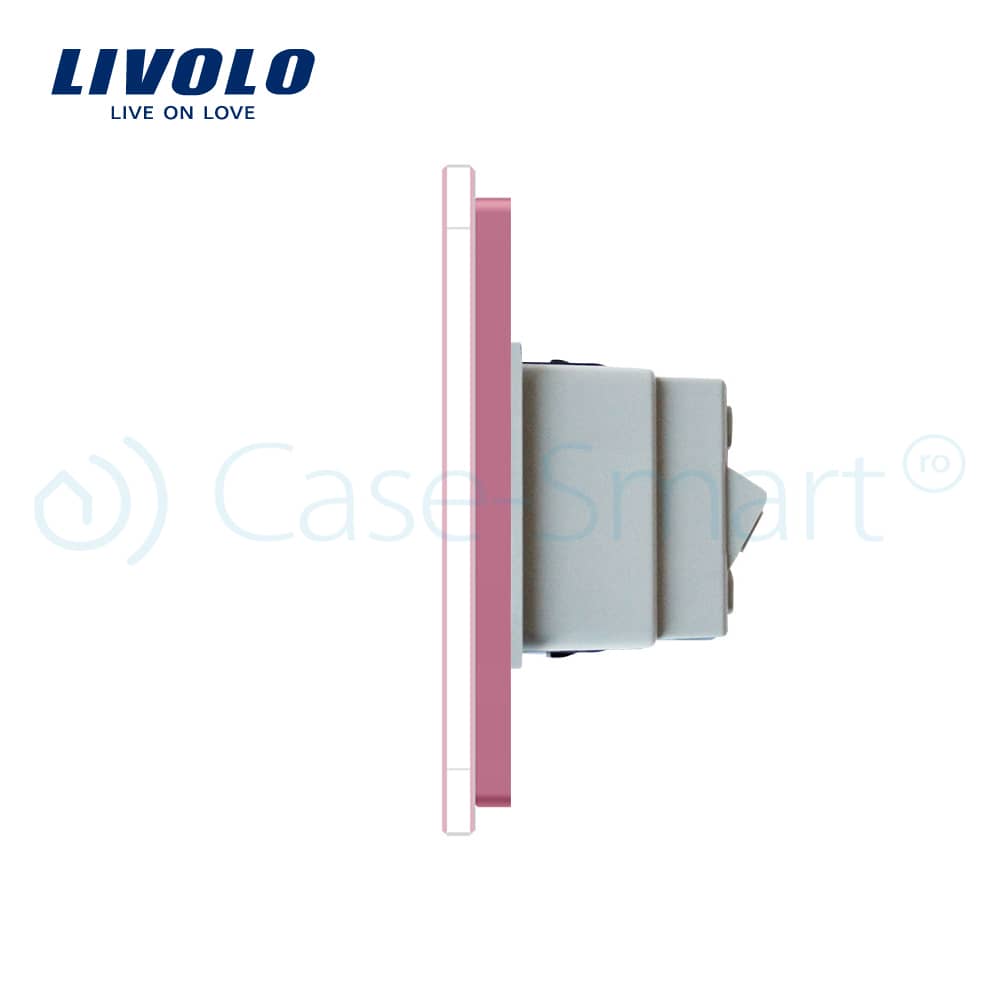 Priza dubla module inguste Livolo cu rama din sticla - standard german — imaginea 3