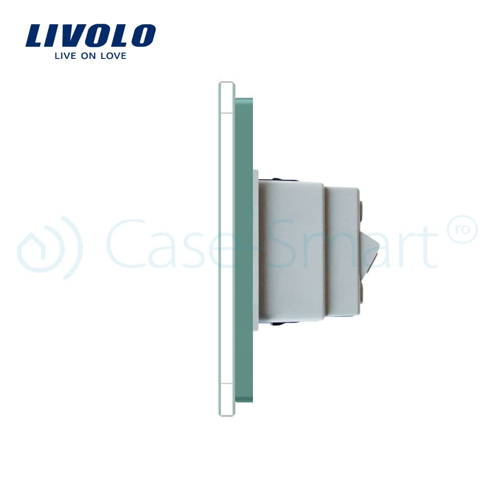 Priza dubla module inguste Livolo cu rama din sticla - standard german — imaginea 3