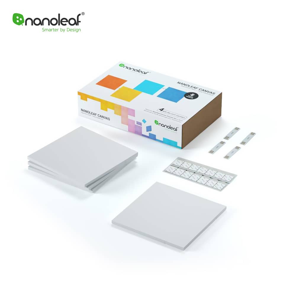Pachet 4 Panouri luminoase inteligente Nanoleaf Canvas cu senzor muzica pentru extindere kit de baza Canvas, LED RGBW — imaginea 1