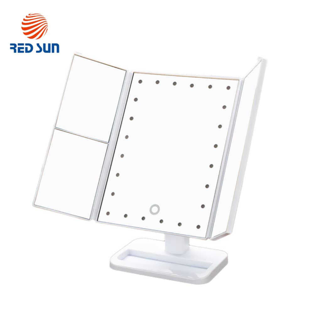 Oglinda cosmetica rotativa RedSun, Led-uri cu variator pentru make-up - Resigilat — imaginea 1