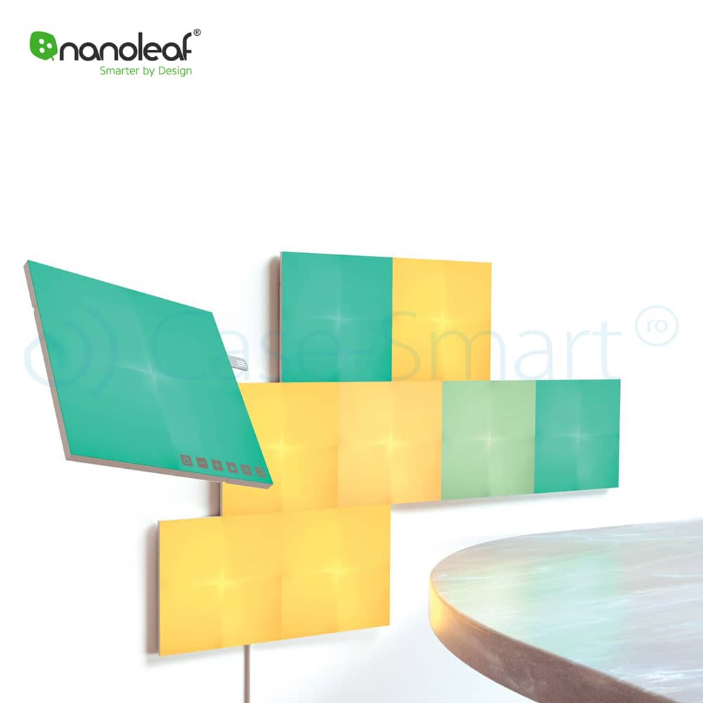 Pachet 4 Panouri luminoase inteligente Nanoleaf Canvas cu senzor muzica pentru extindere kit de baza Canvas, LED RGBW — imaginea 3