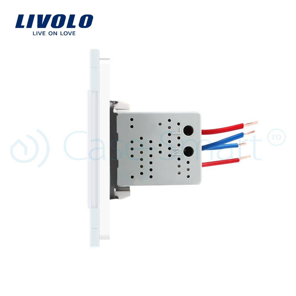 Priza dubla USB Livolo cu rama din sticla — imaginea 3