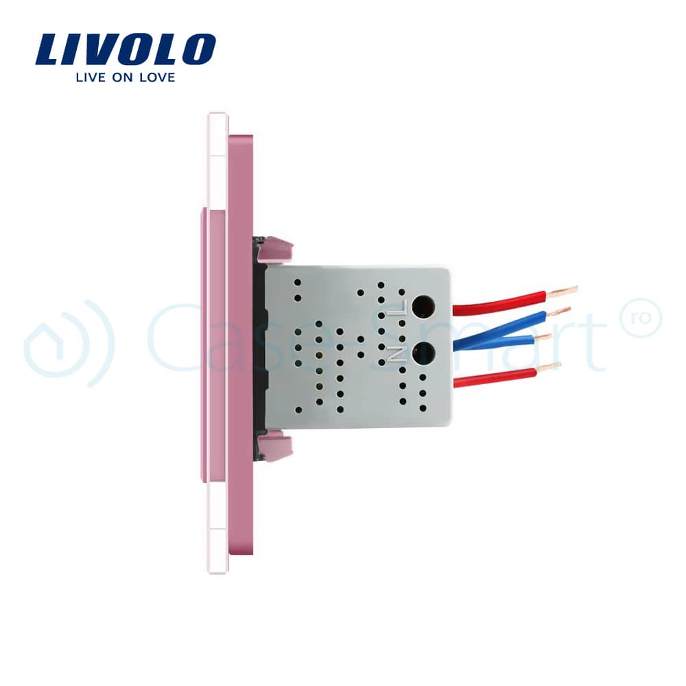 Priza dubla USB Livolo cu rama din sticla — imaginea 3