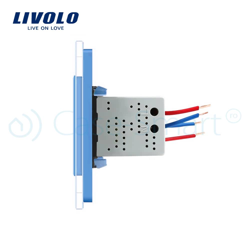 Priza dubla USB Livolo cu rama din sticla — imaginea 3