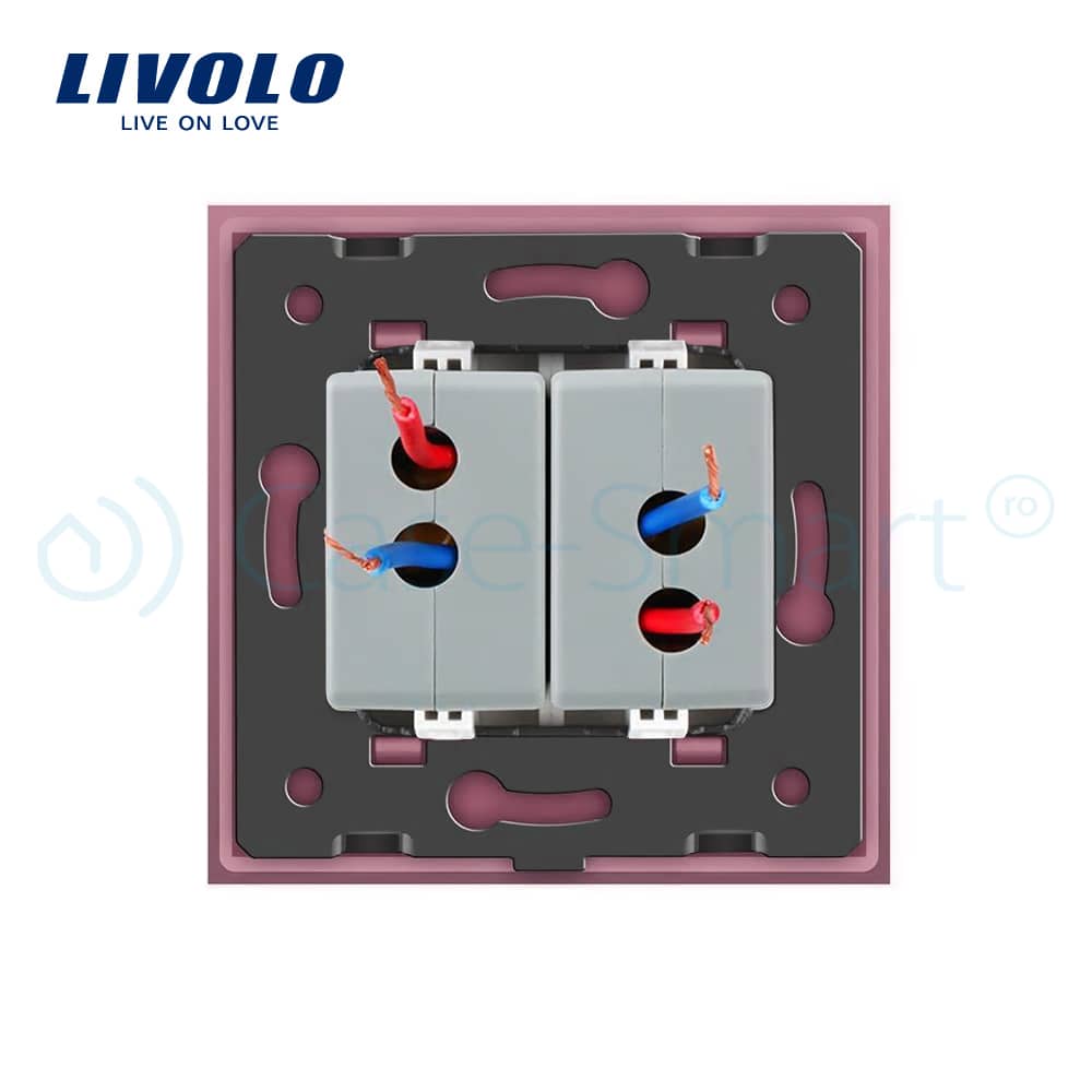 Priza dubla USB Livolo cu rama din sticla — imaginea 4