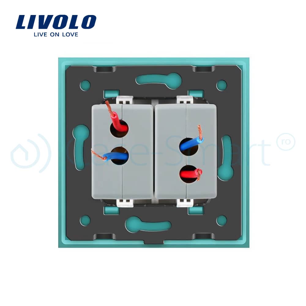 Priza dubla USB Livolo cu rama din sticla — imaginea 4