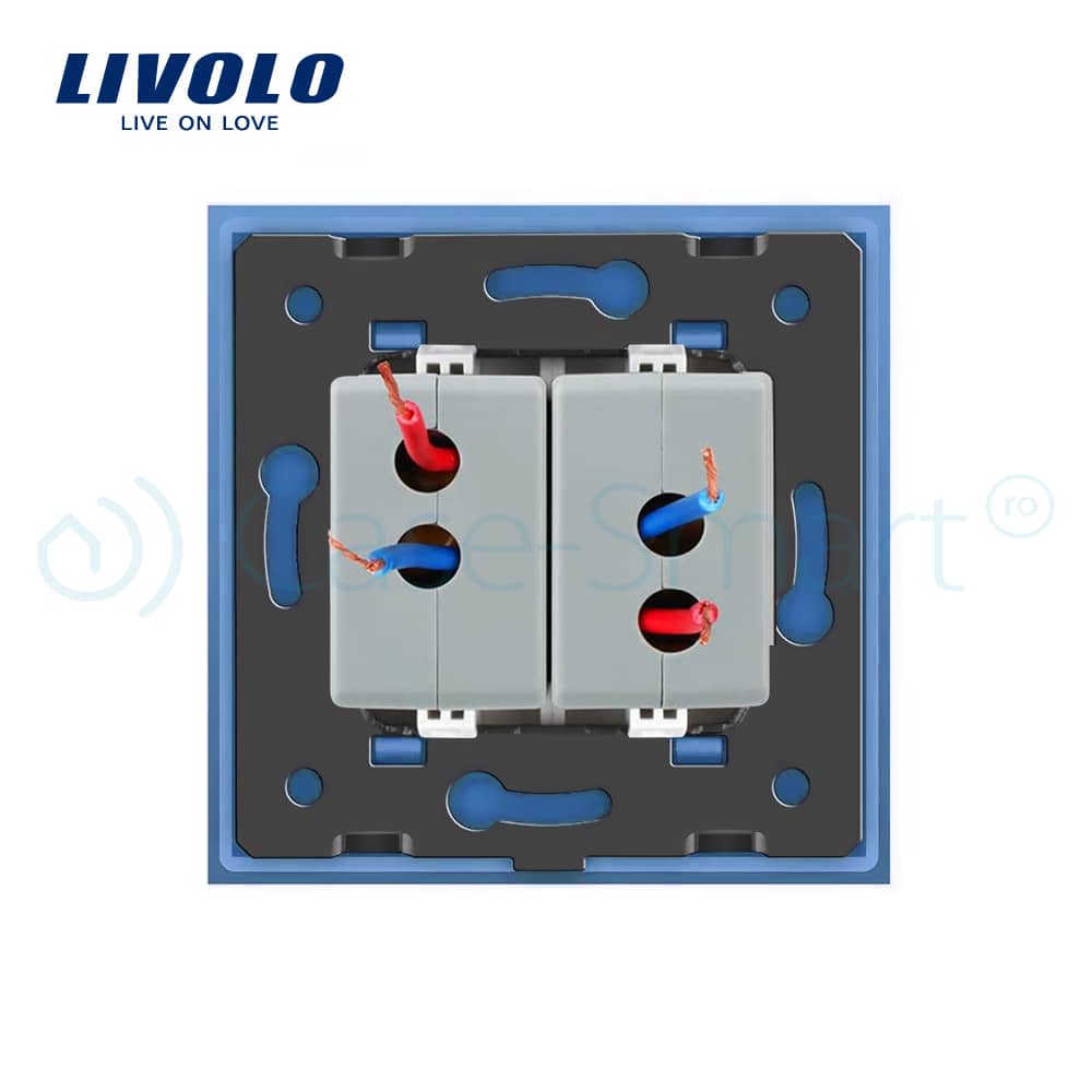 Priza dubla USB Livolo cu rama din sticla — imaginea 4