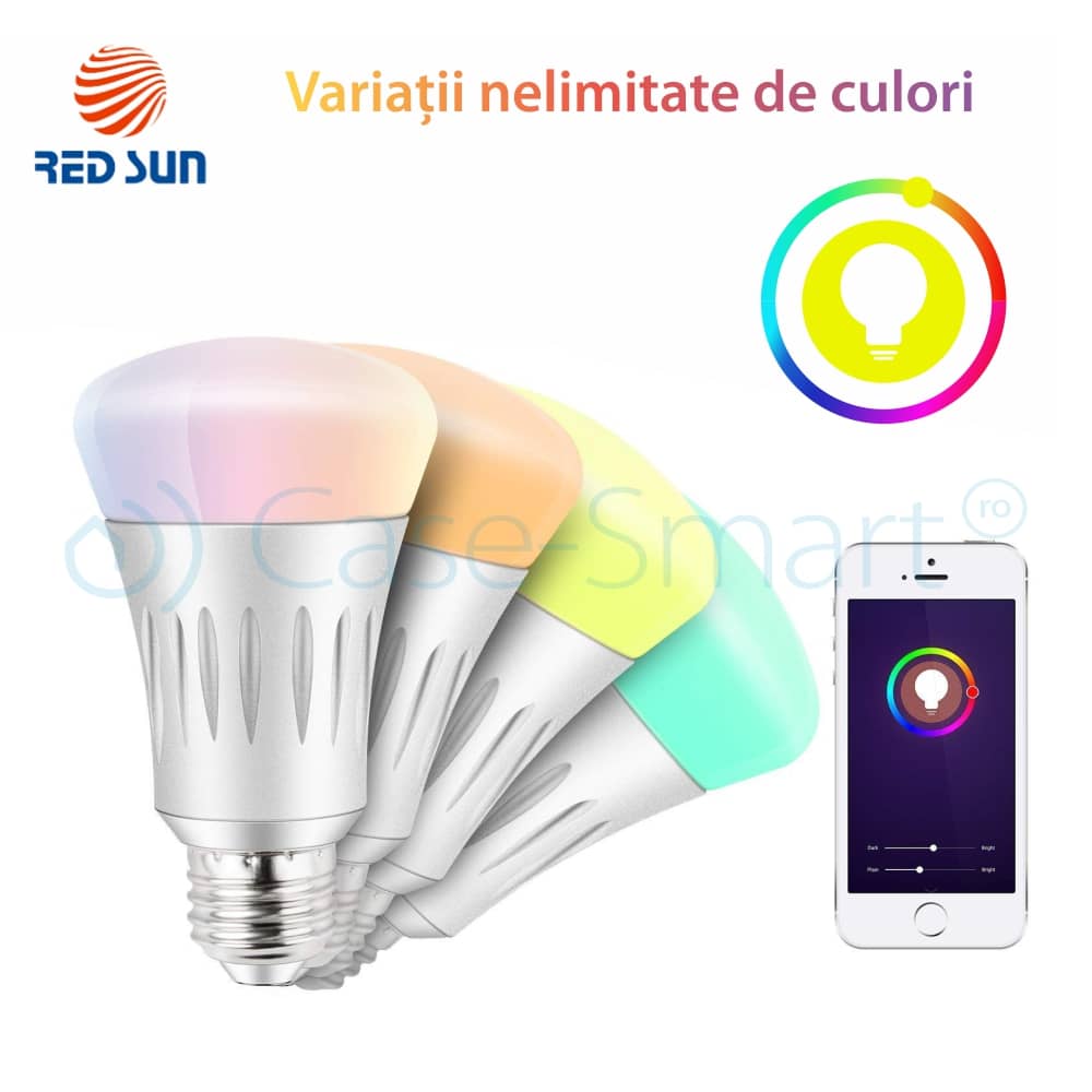 Bec inteligent LED RGB wifi rotund Red Sun, control de pe aplicatie mobila - RS-SLD02-E27 — imaginea 5