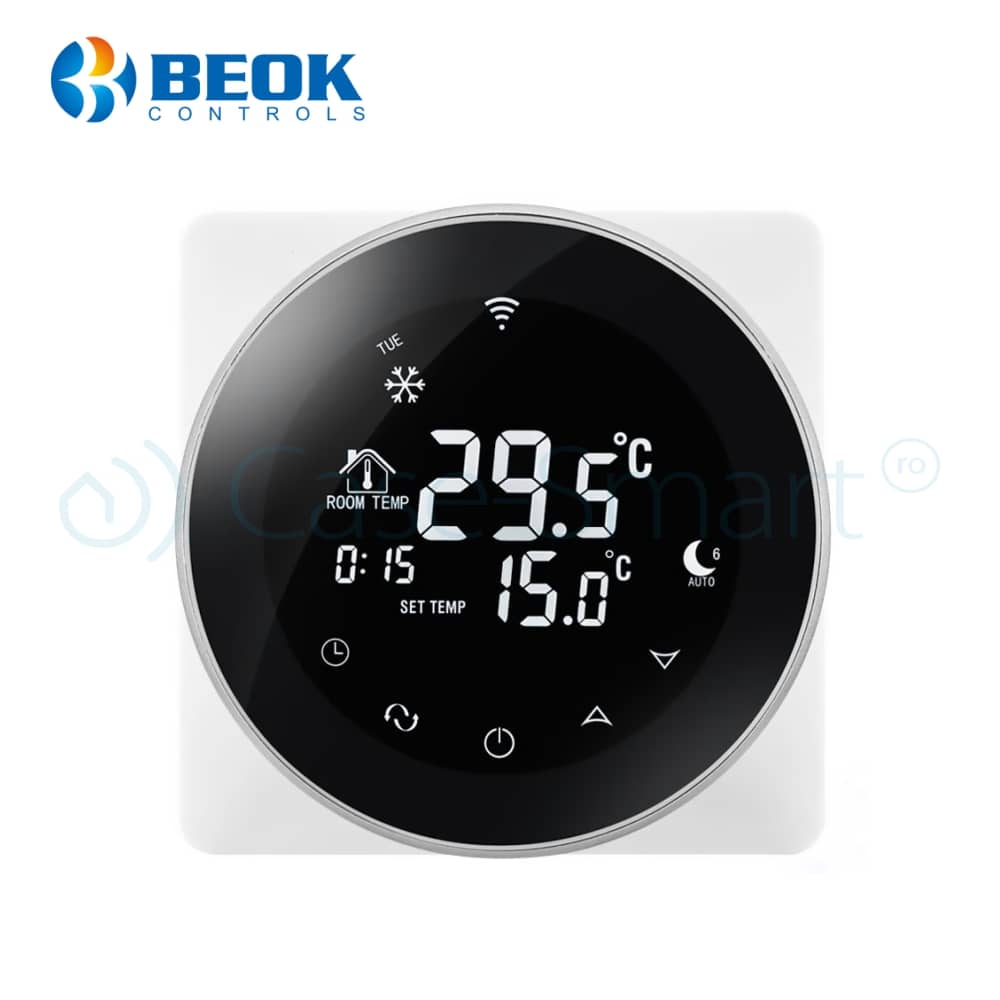 Termostat Wireless pentru incalzirea electrica in pardoseala Beok TGR87WiFi-EP, Functie Anti-inghet, Setare interval de functionare, Control de pe telefonul mobil — imaginea 2
