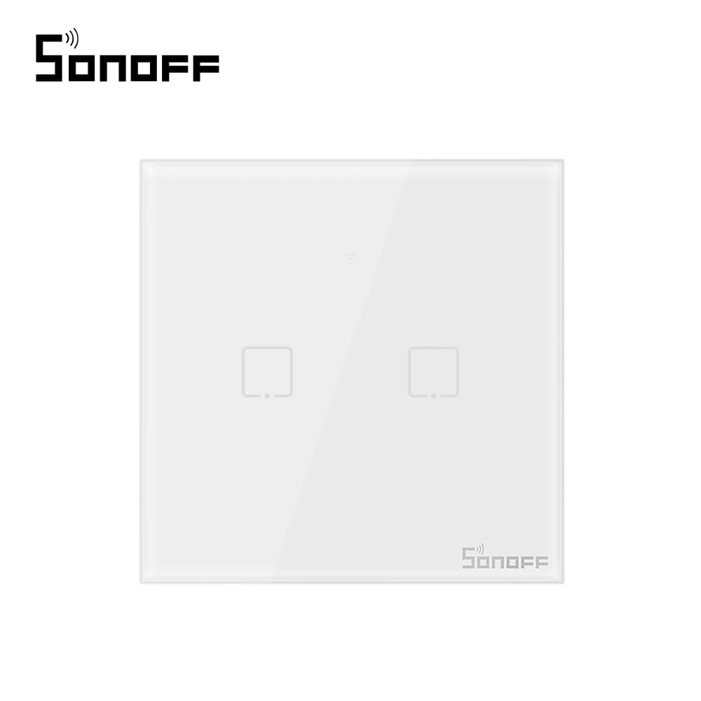 Intrerupator dublu cu touch Sonoff T0EU2C, Wi-Fi, Control de pe telefonul mobil — imaginea 1
