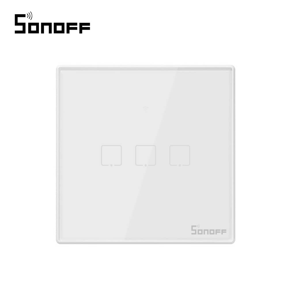 Intrerupator triplu cu touch Sonoff T2EU3C, Wi-Fi + RF, Control de pe telefonul mobil — imaginea 1