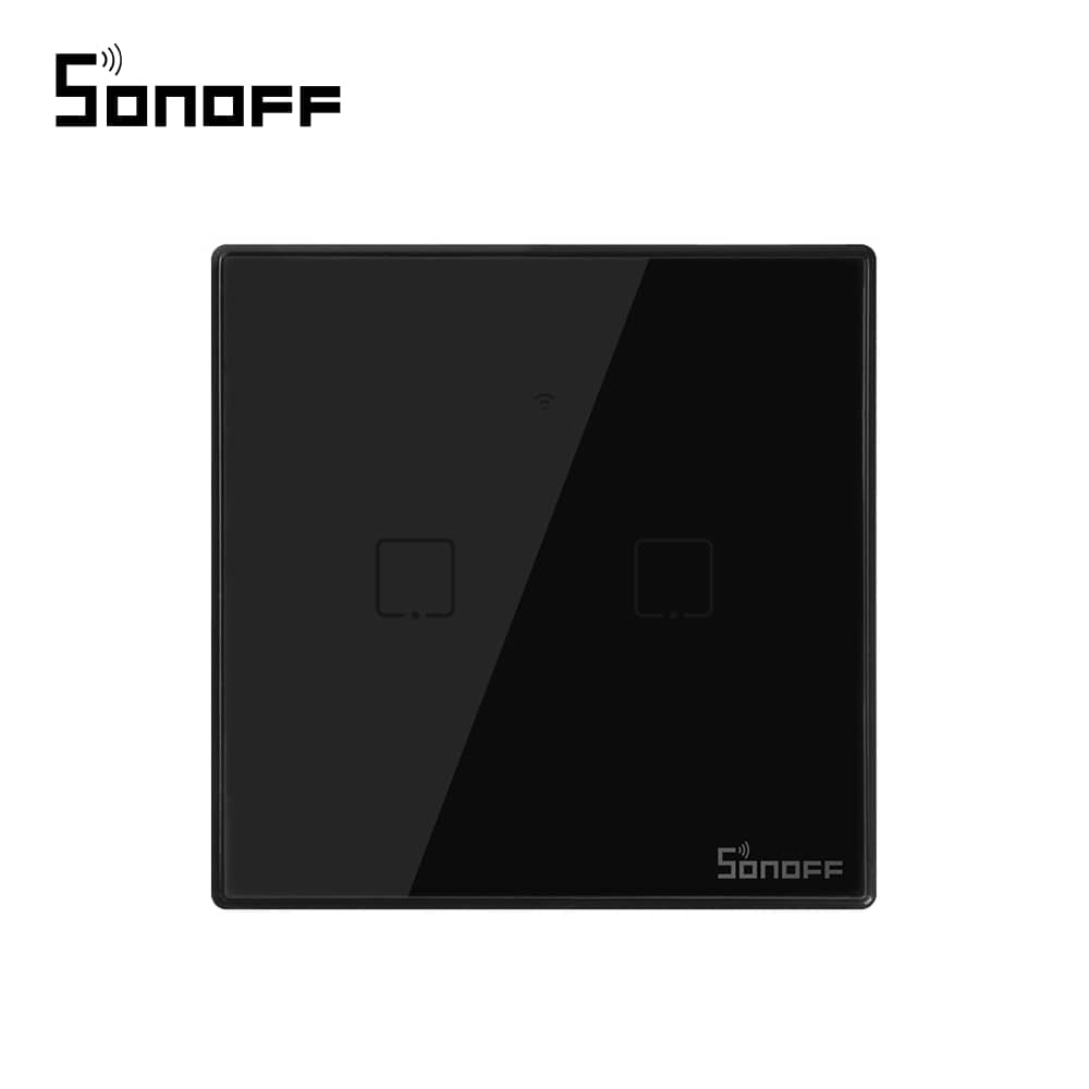 Intrerupator dublu cu touch Sonoff T3EU2C, Wi-Fi + RF, Control de pe telefonul mobil — imaginea 1