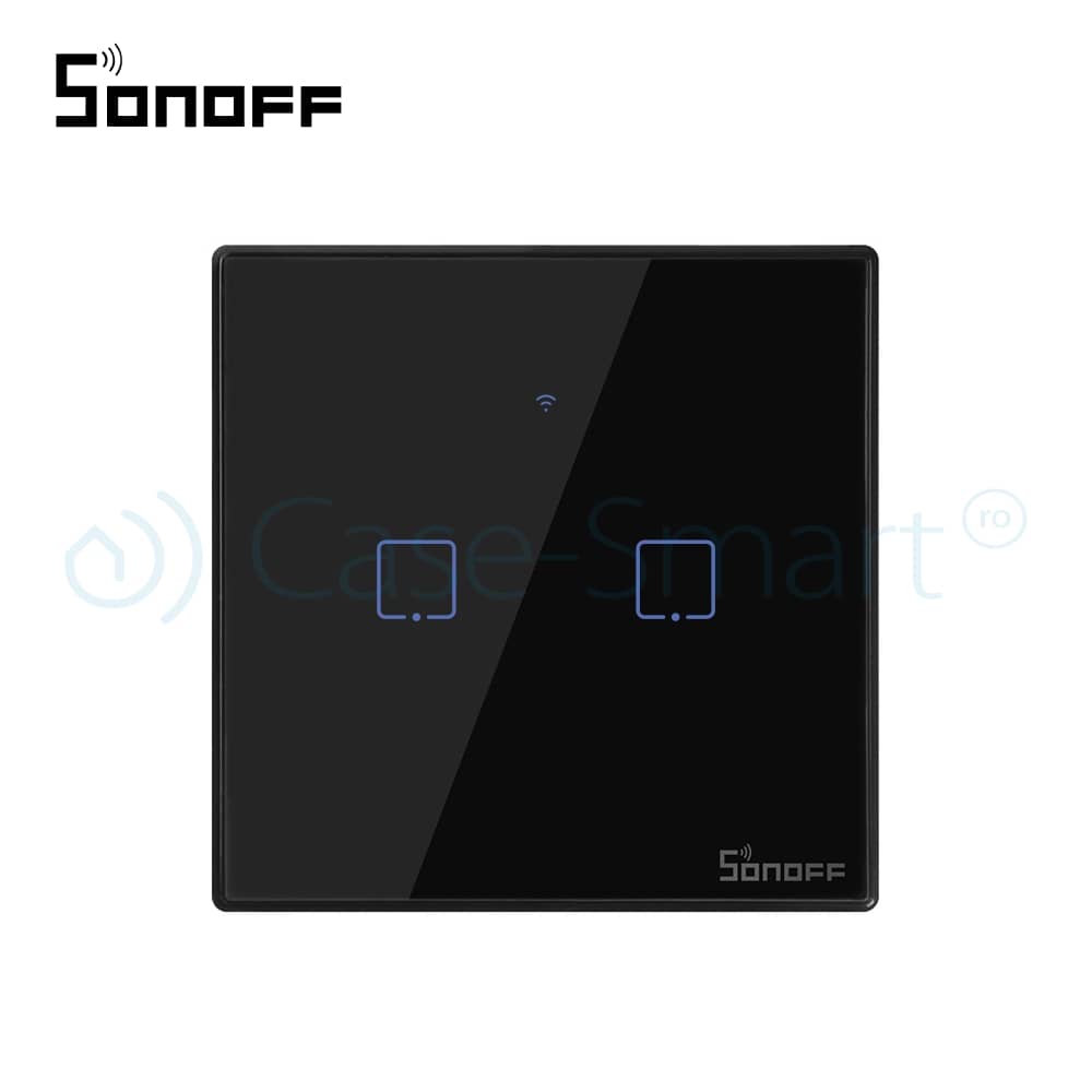 Intrerupator dublu cu touch Sonoff T3EU2C, Wi-Fi + RF, Control de pe telefonul mobil — imaginea 2