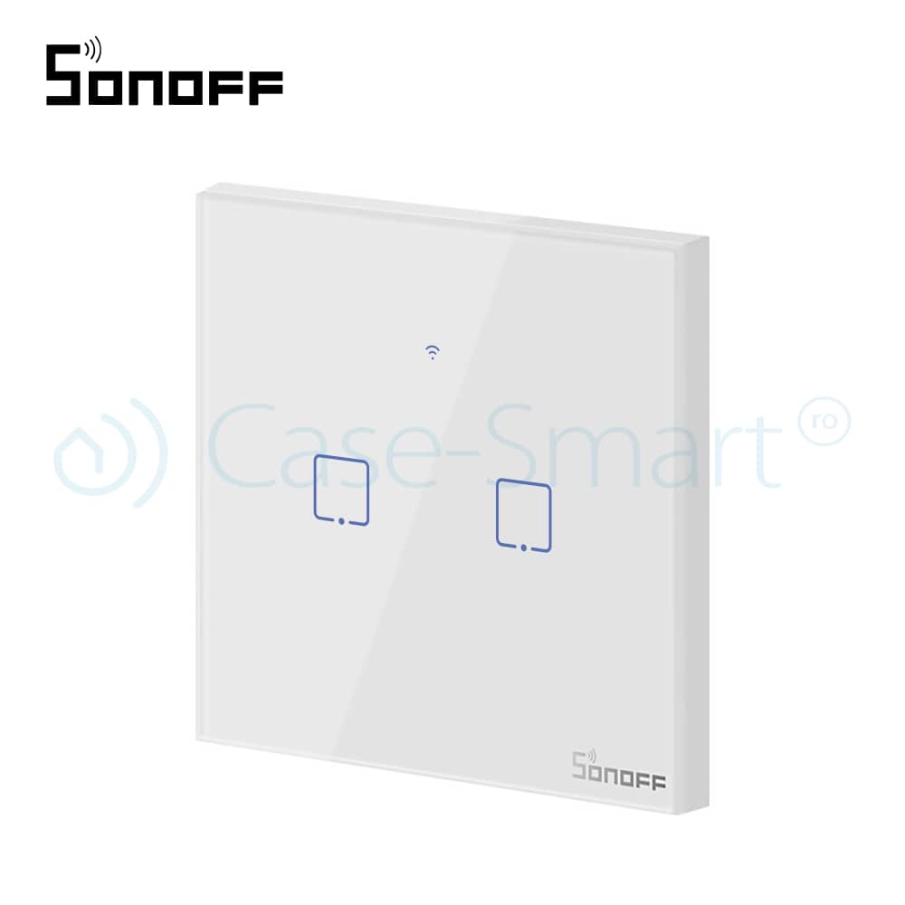 Intrerupator dublu cu touch Sonoff T0EU2C, Wi-Fi, Control de pe telefonul mobil — imaginea 3