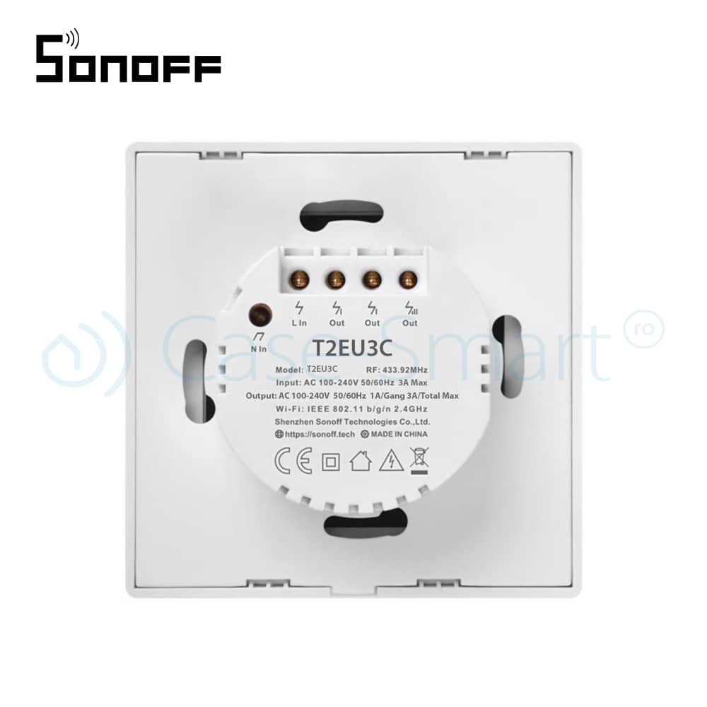 Intrerupator triplu cu touch Sonoff T2EU3C, Wi-Fi + RF, Control de pe telefonul mobil — imaginea 5