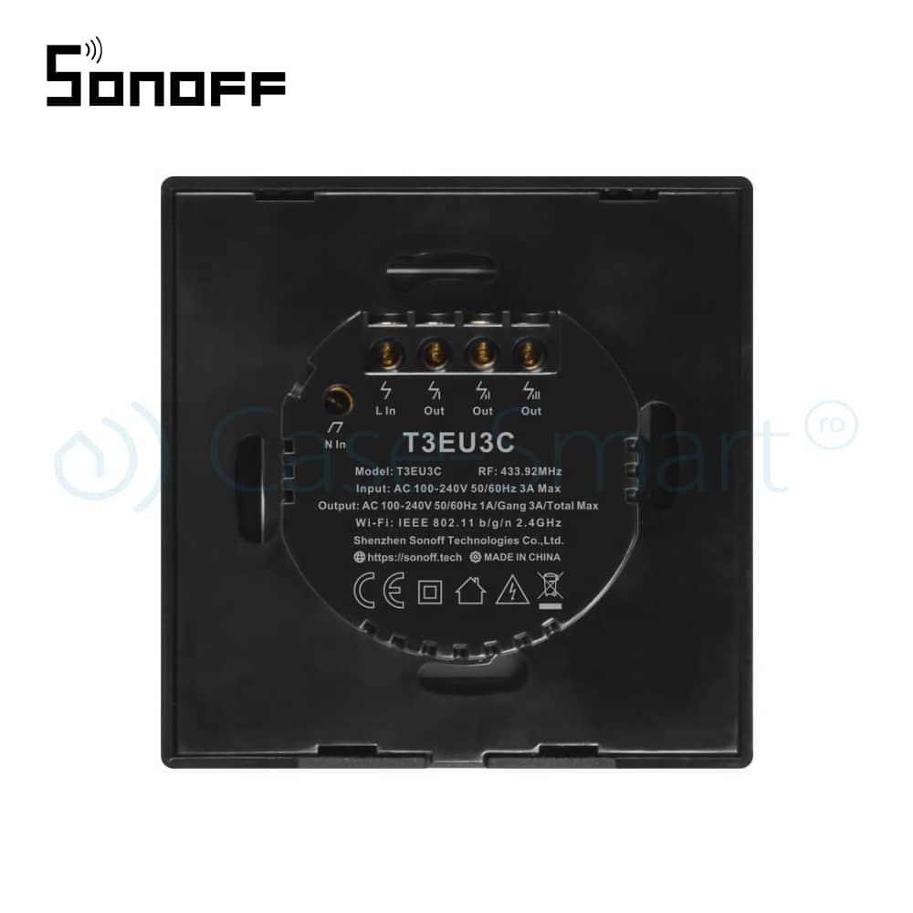 Intrerupator triplu cu touch Sonoff T3EU3C, Wi-Fi + RF, Control de pe telefonul mobil — imaginea 5