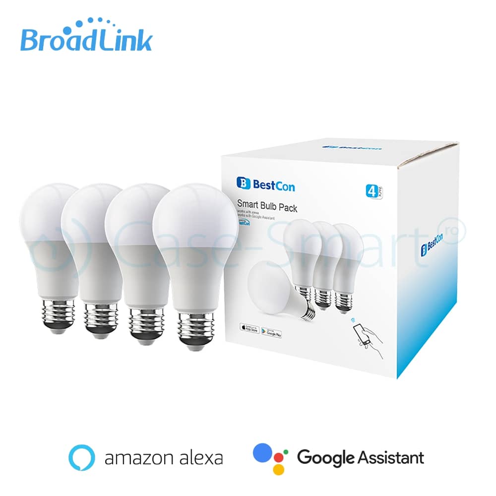 Pachet 4 becuri inteligente Wi-Fi BroadLink FastCon dimabil, E27, 6.5W, Compatibil Amazon Alexa, Google Home, Control de pe telefonul mobil - Resigilat — imaginea 4