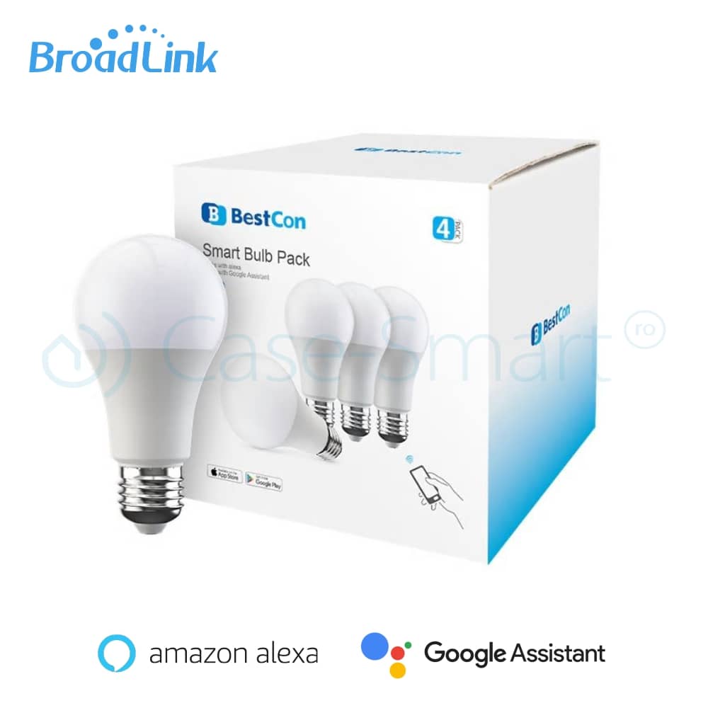 Pachet 4 becuri inteligente Wi-Fi BroadLink FastCon dimabil, E27, 6.5W, Compatibil Amazon Alexa, Google Home, Control de pe telefonul mobil - Resigilat — imaginea 5