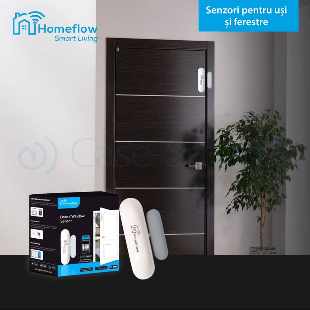 Senzor de contact pentru usi si ferestre Wireless Homeflow S-2001, Compatibil cu Google Assistant si Amazon Alexa — imaginea 2