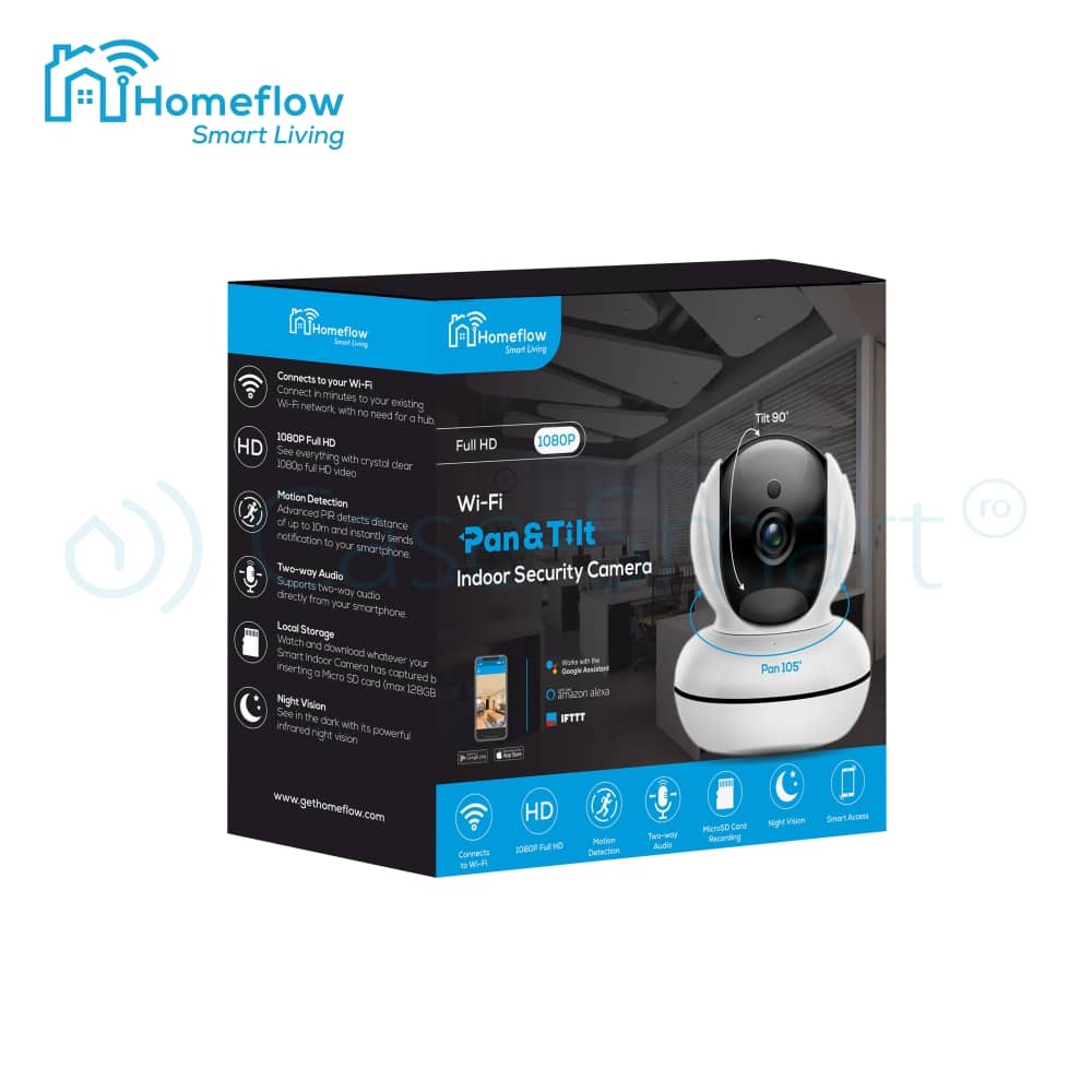 Camera de supraveghere wireless rotativa Homeflow C-6001, Comunicare bidirectionala, Detectie miscare, Inregistrare, Control de pe telefonul mobil - Resigilat-1 — imaginea 4