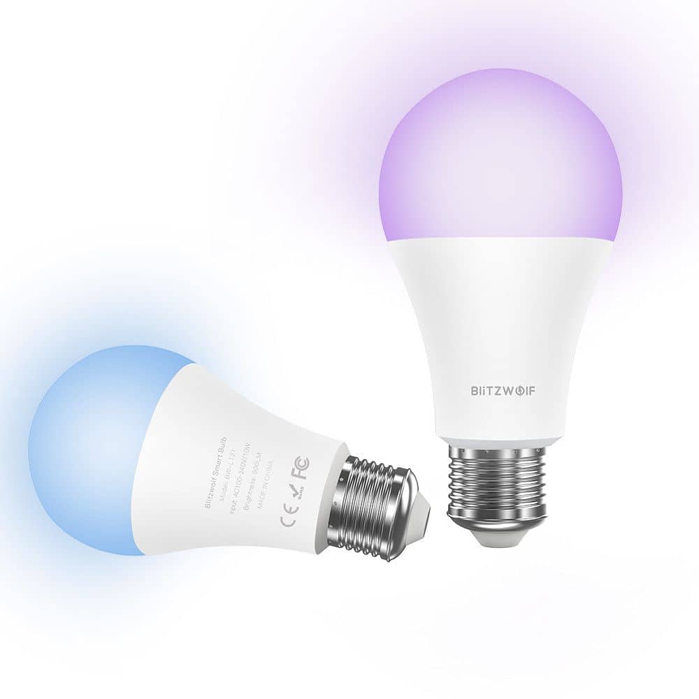 Bec Smart LED RGB, BlitzWolf BW-LT21, 10 W, Bulb, 900 LM, 3000K, E27, Comanda vocala — imaginea 2