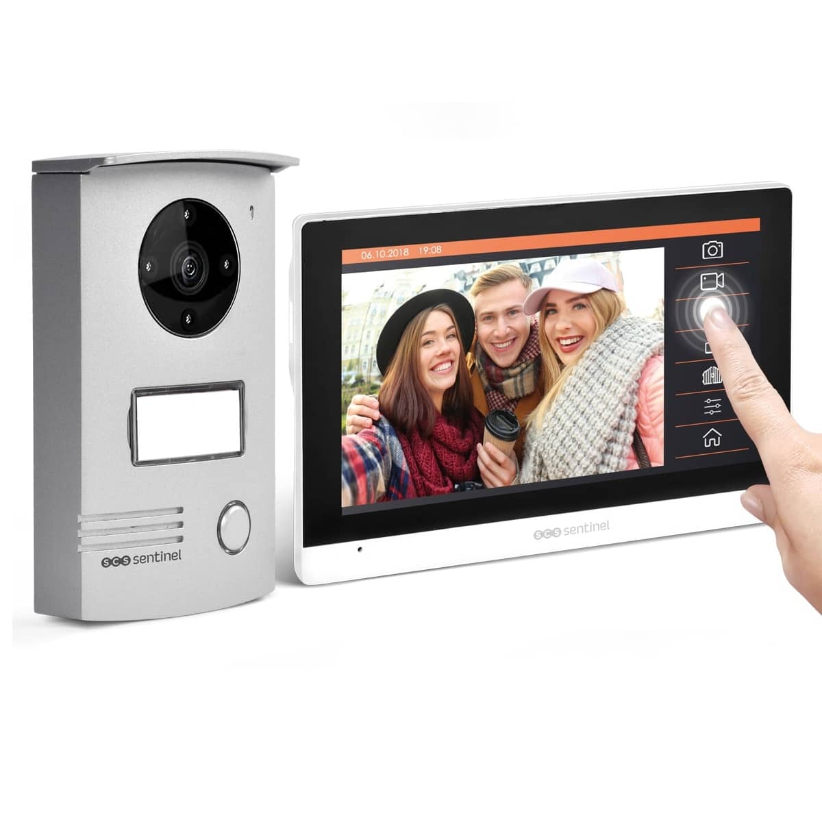 Videointerfon cu fir SCS Sentinel VISIODOOR 7+, Ecran tactil de 7 inch, Monitorizare video cu unghi de 120° — imaginea 1