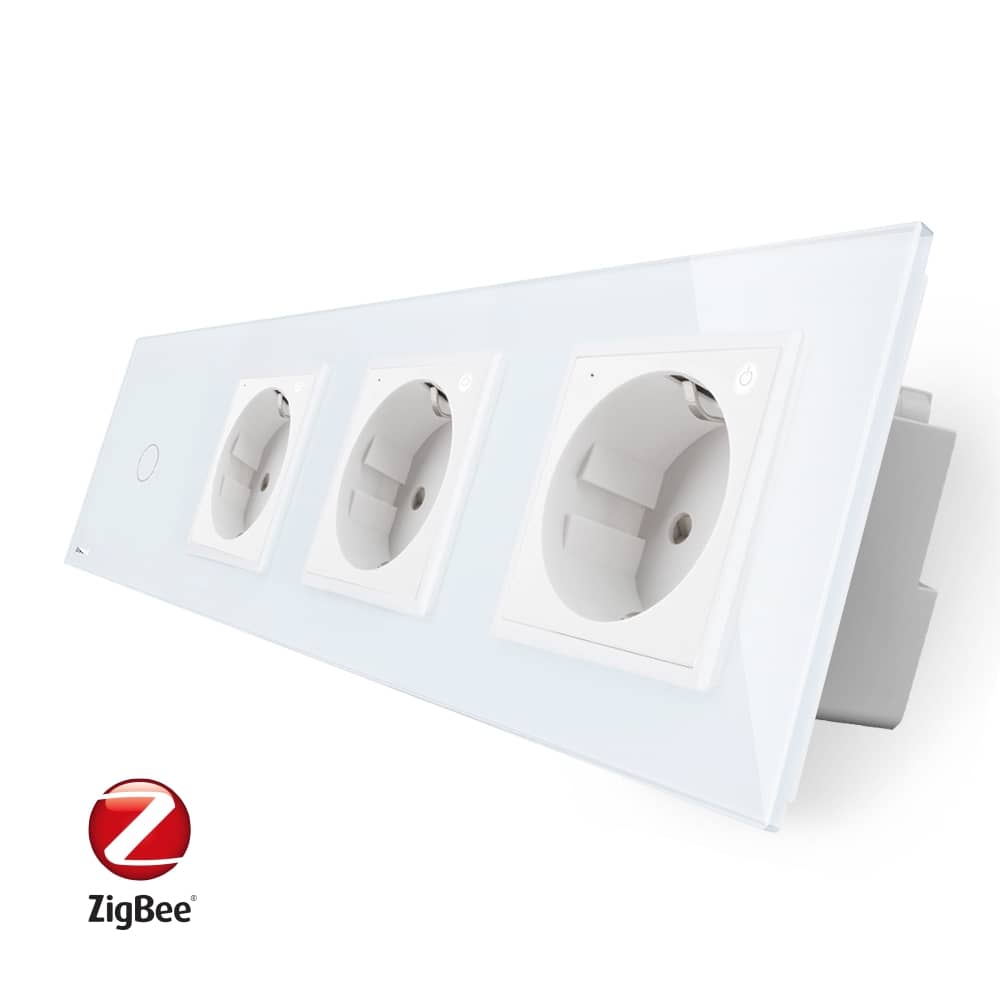 Intrerupator simplu ZigBee + Priza tripla LIVOLO ZigBee cu touch din sticla, Control de pe telefon — imaginea 1