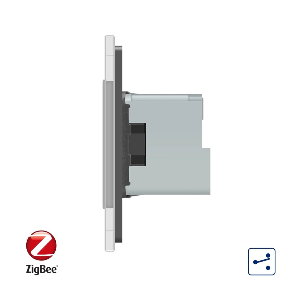 Intrerupator dublu cap scara / cap cruce, ZigBee + priza simpla Livolo ZigBee, rama din sticla, Control de pe telefon — imaginea 2