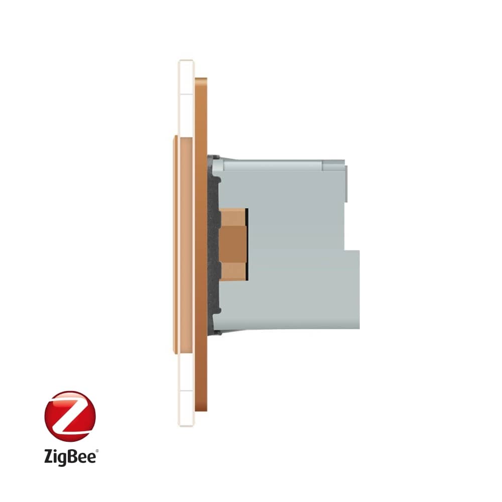 Intrerupator dublu ZigBee + priza simpla ZigBee Livolo, rama din sticla, Control de pe telefon — imaginea 2