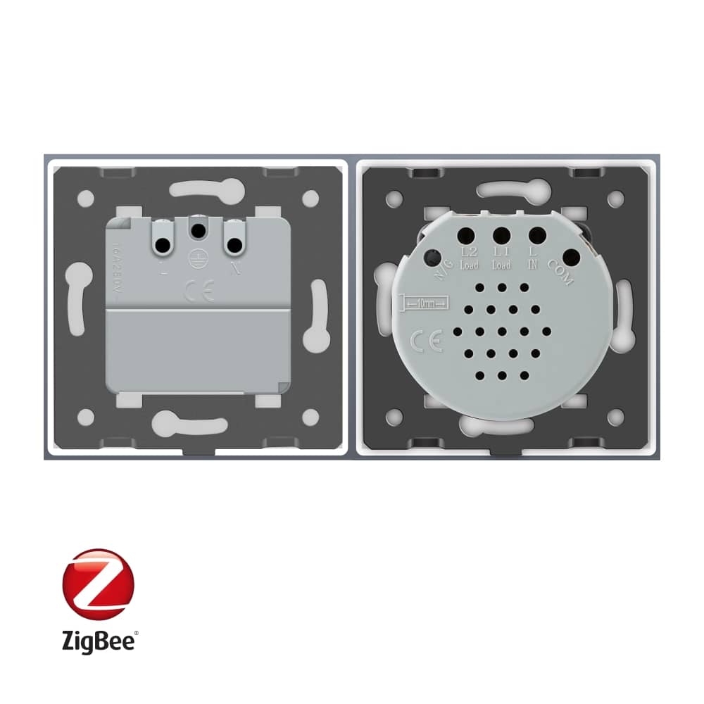 Intrerupator dublu ZigBee + priza simpla ZigBee Livolo, rama din sticla, Control de pe telefon — imaginea 3