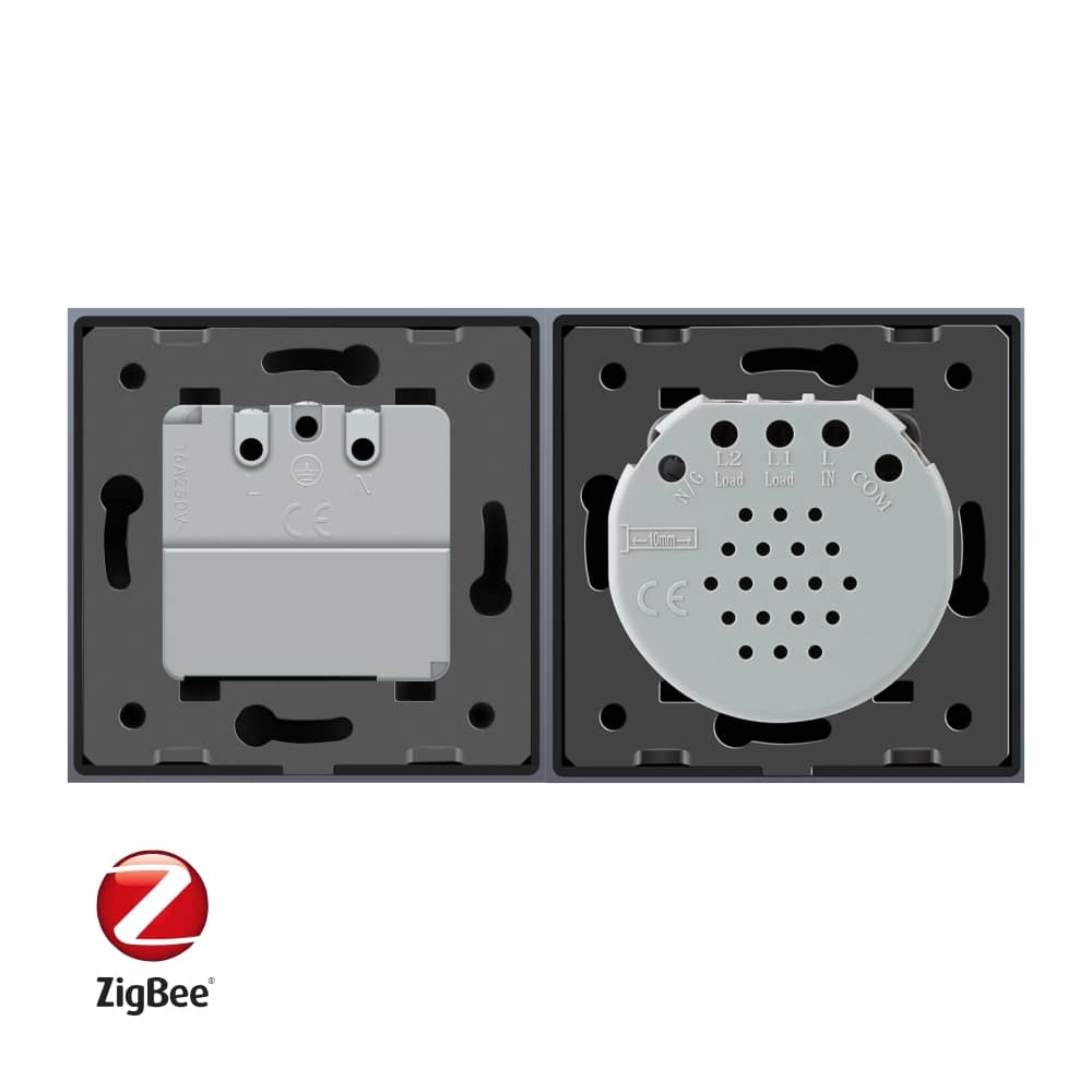 Intrerupator dublu ZigBee + priza simpla ZigBee Livolo, rama din sticla, Control de pe telefon — imaginea 3