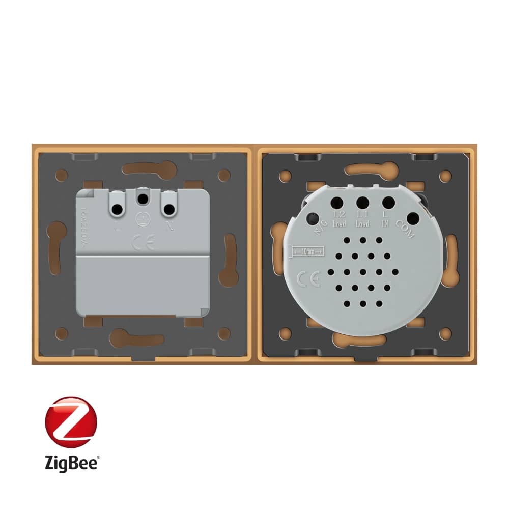 Intrerupator dublu ZigBee + priza simpla ZigBee Livolo, rama din sticla, Control de pe telefon — imaginea 3