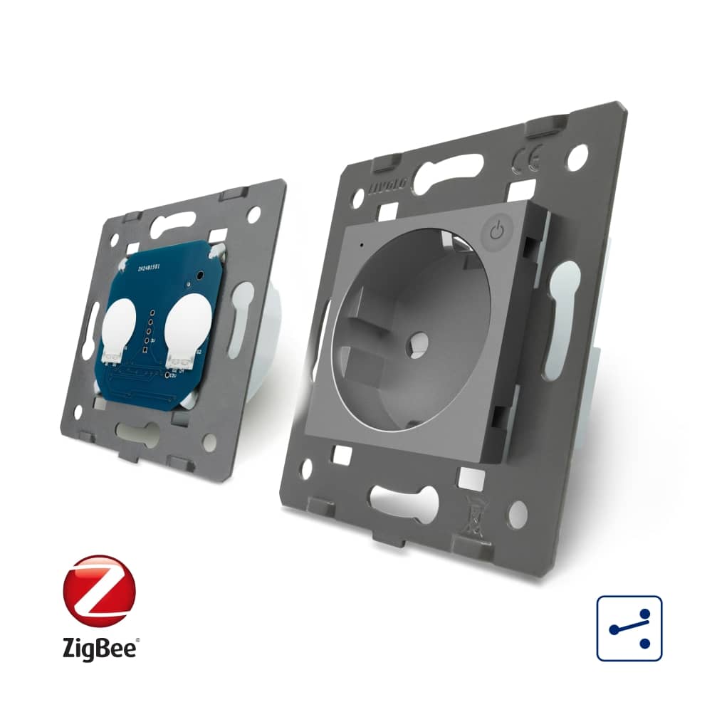 Intrerupator dublu cap scara / cap cruce, ZigBee + priza simpla Livolo ZigBee, rama din sticla, Control de pe telefon — imaginea 4