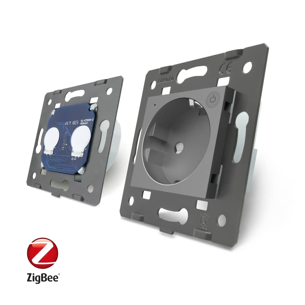 Intrerupator dublu ZigBee + priza simpla ZigBee Livolo, rama din sticla, Control de pe telefon — imaginea 4